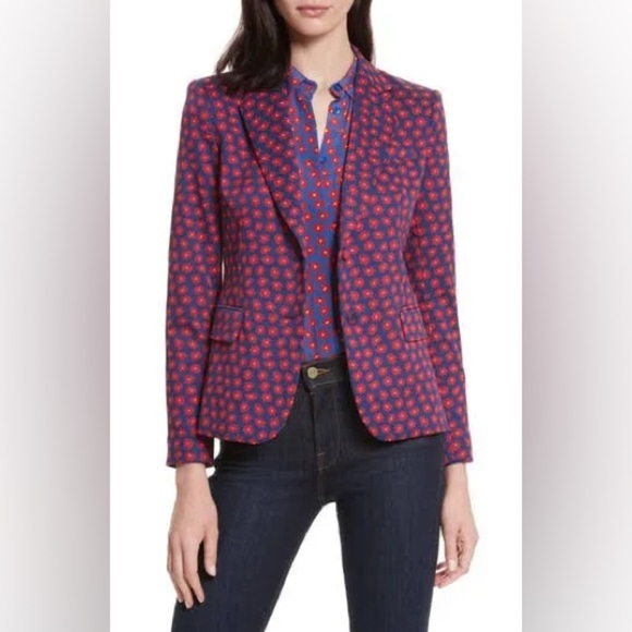 498 Alice + Olivia Greyson Double Button Blazer - Navy Multi - Picture 3 of 9